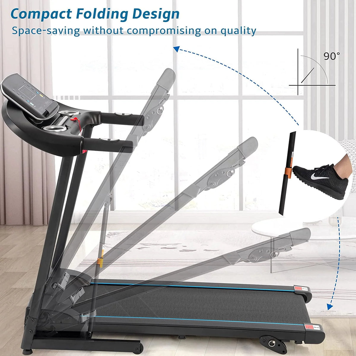 3.5HP Foldable Electric Treadmill with Incline Q230425
