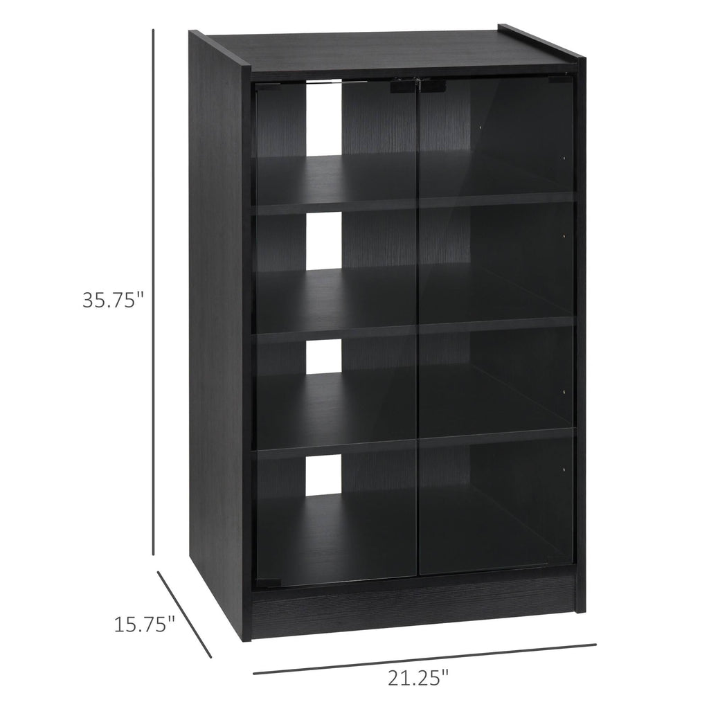 5-Tier Media Stand Cabinet with Tempered Glass Doors, Black O7322