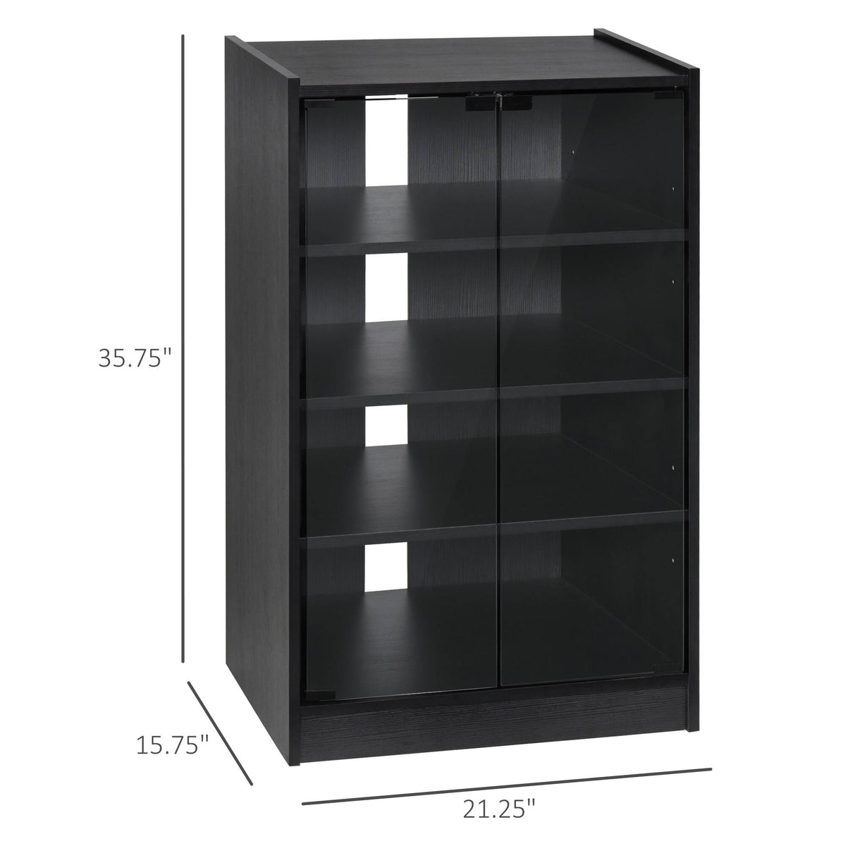 5-Tier Media Stand Cabinet with Tempered Glass Doors, Black O7322