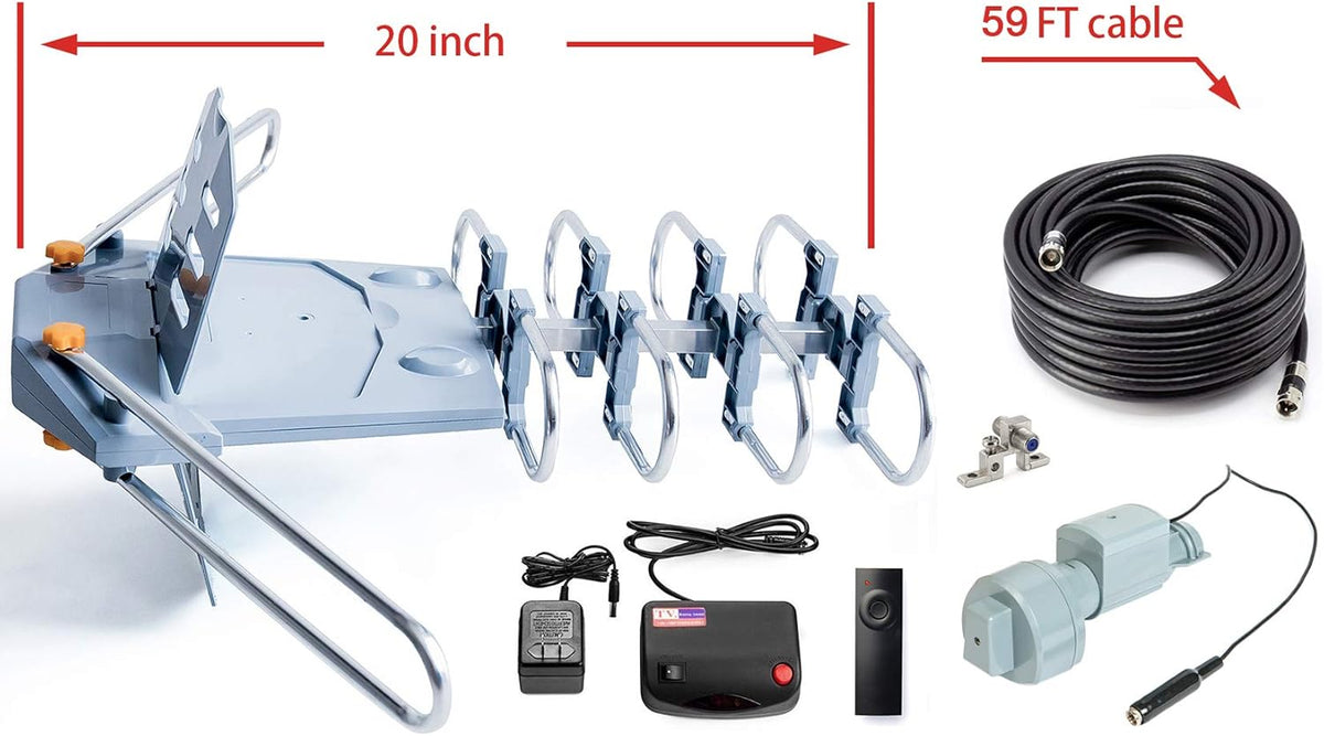 Outdoor Digital Amplified HDTV Antenna, 150 Mile 360 Degree Rotation X4241