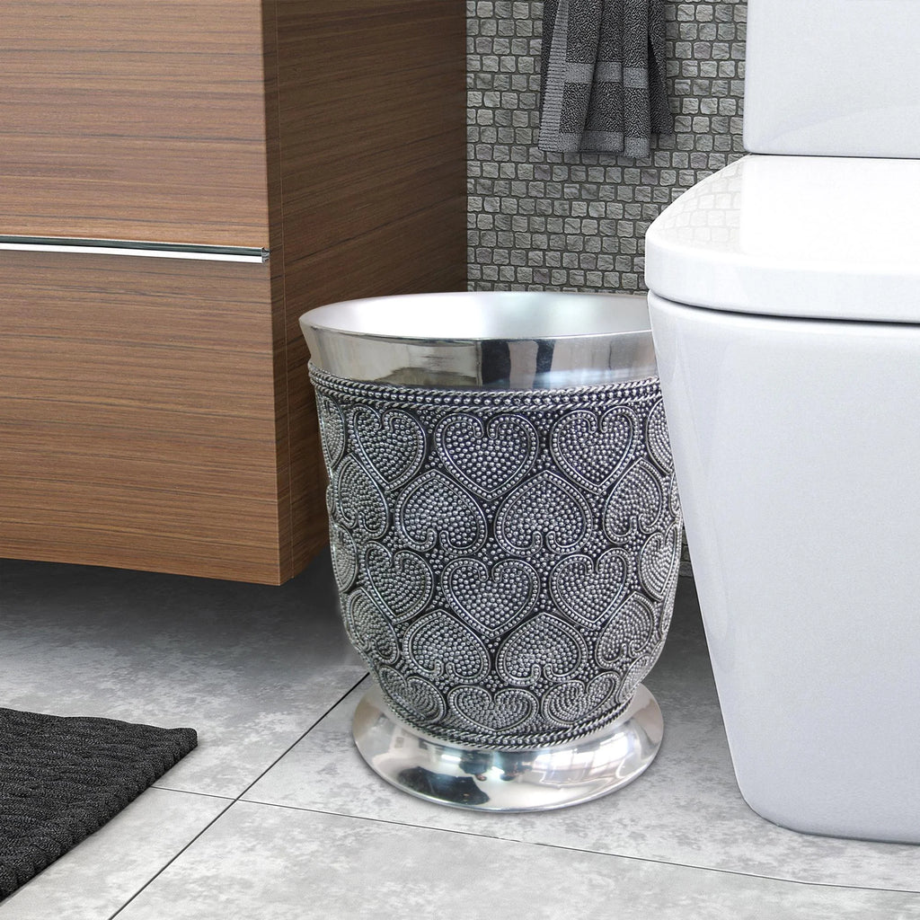 Beaded Heart Resin Decorative Trash Can V734029