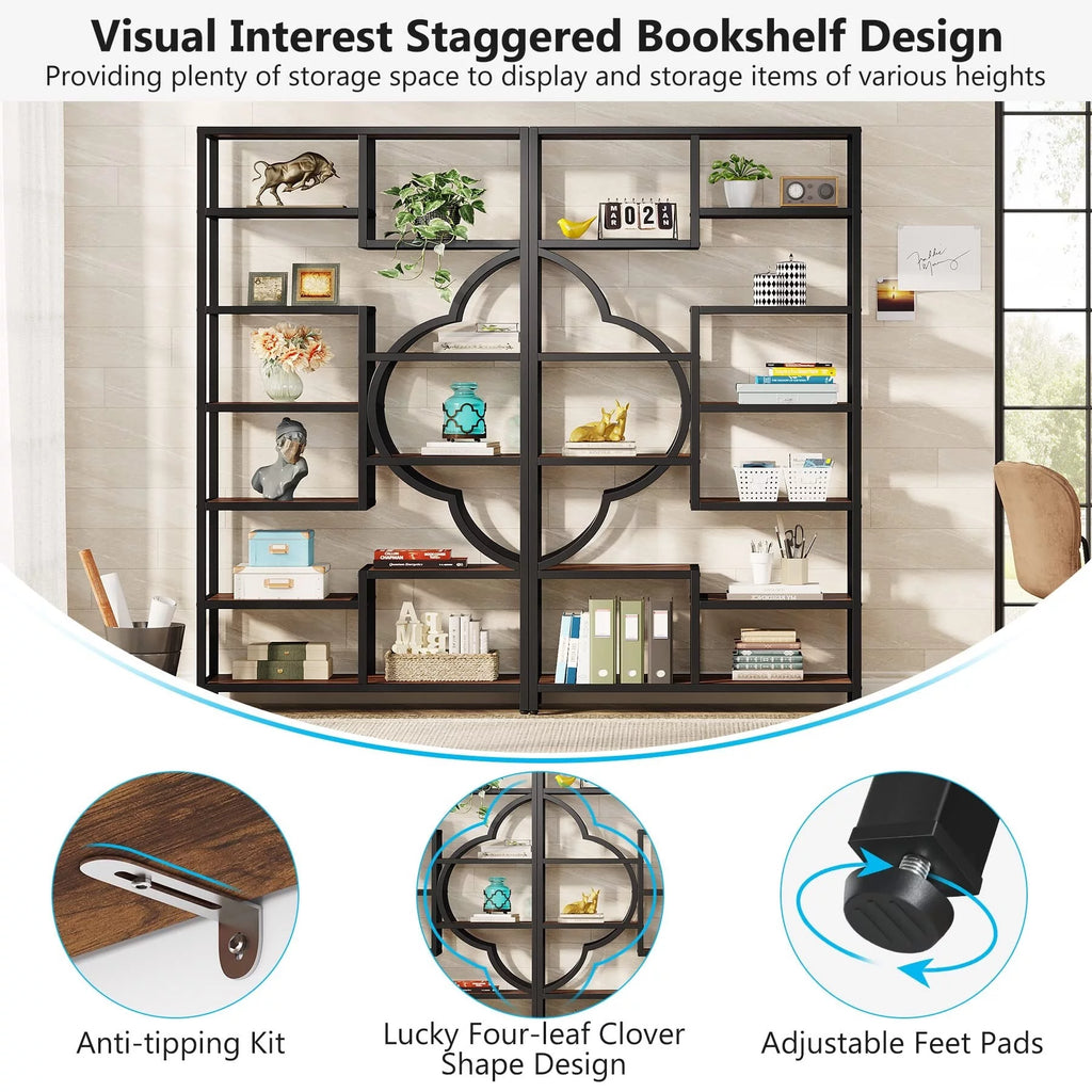 11-Shelves Tall Bookshelf 2PCS C2564