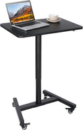 28 Inch Pneumatic Height Adjustable Rolling Standing Desk Cart Black R3210
