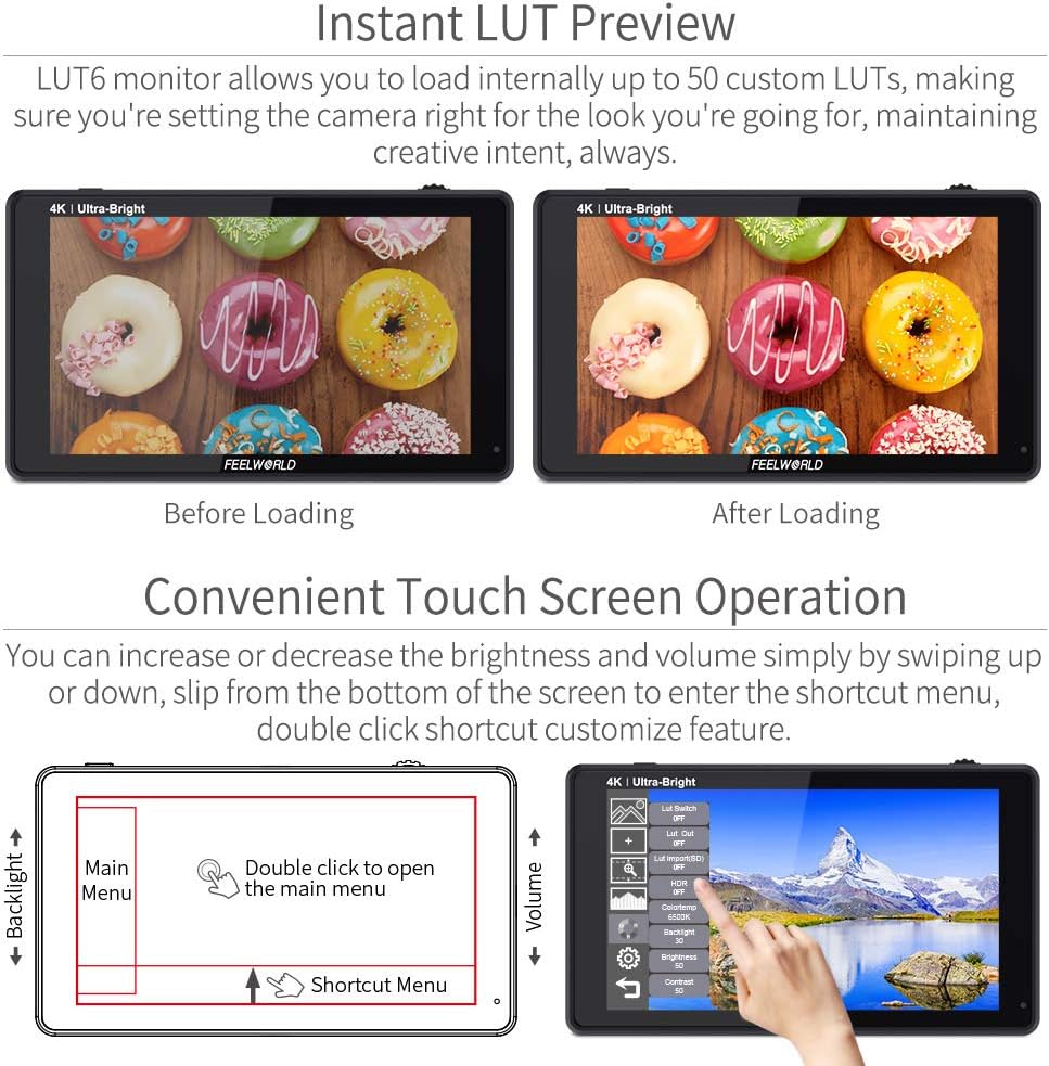 6 Inch Touch Screen DSLR Camera Field Monitor O62188