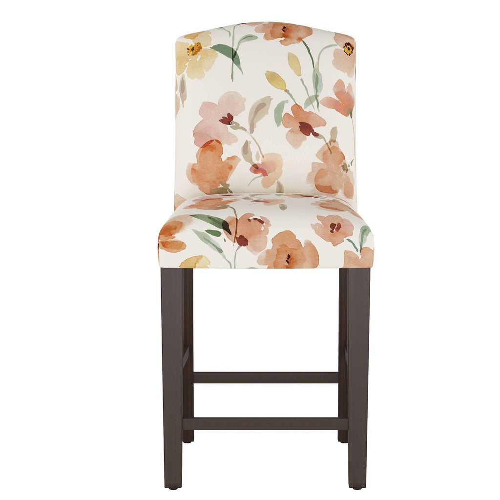 Camel Back Counter Height Barstool with Floral Print A1473