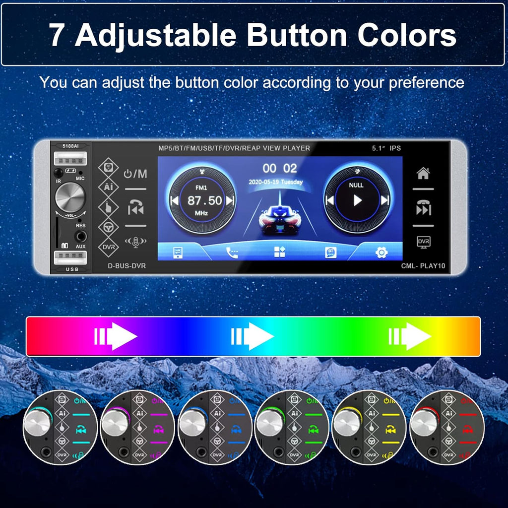 Single Din Car Stereo 5.1 Inch Touch Screen MP5 Player T9685