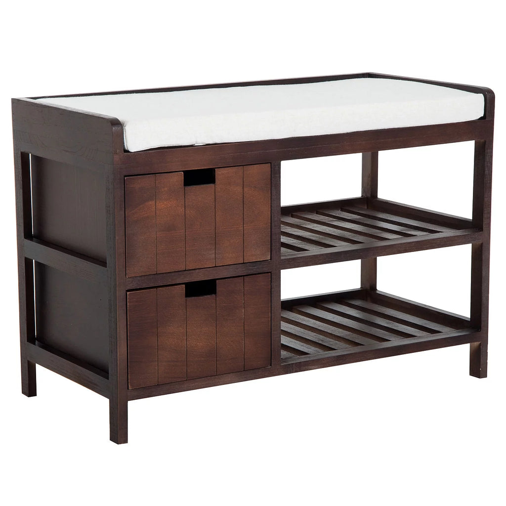 Compact Rustic Wooden Shoe Rack Bench with Drawers U22301