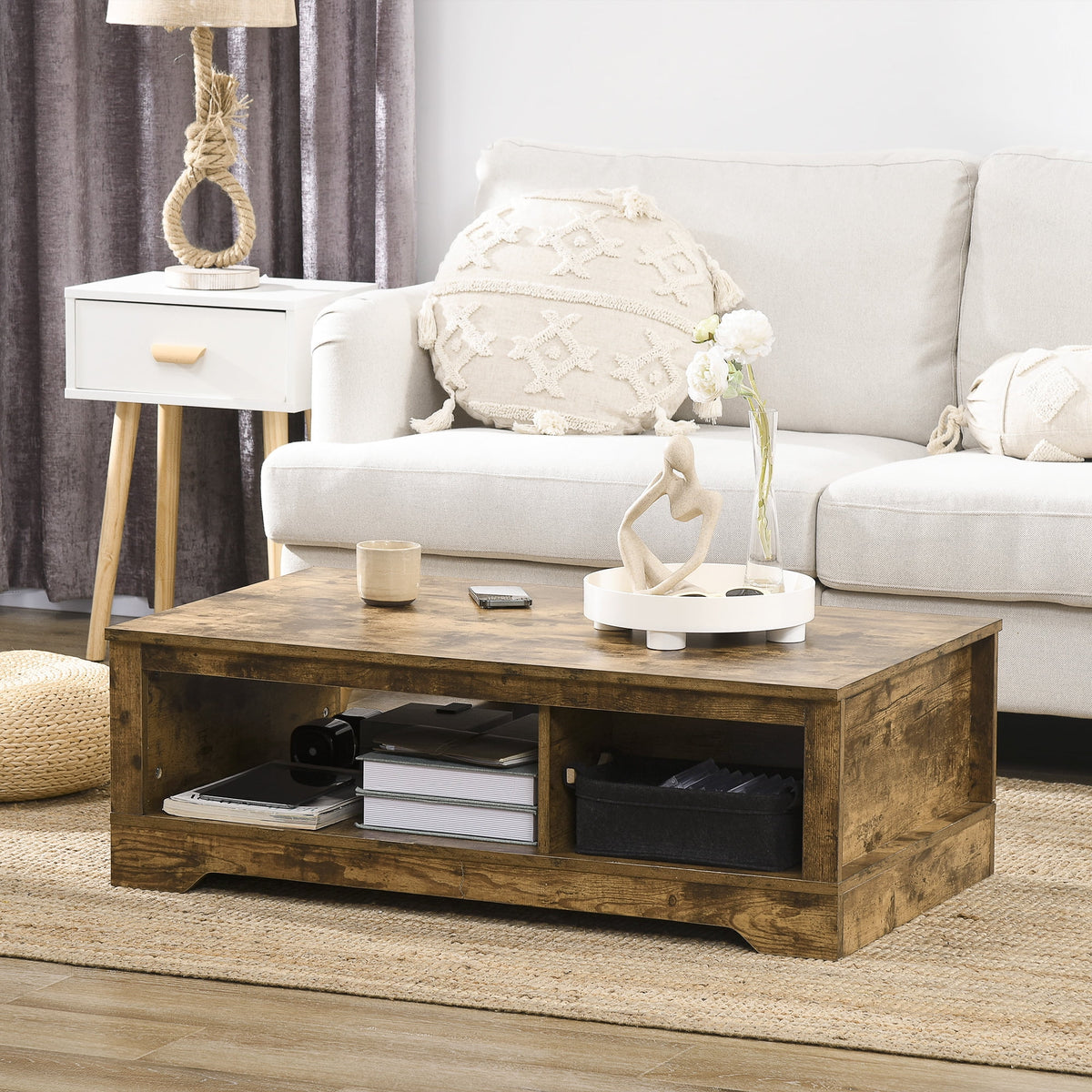 Vintage Rustic Storage Coffee Table Y3742