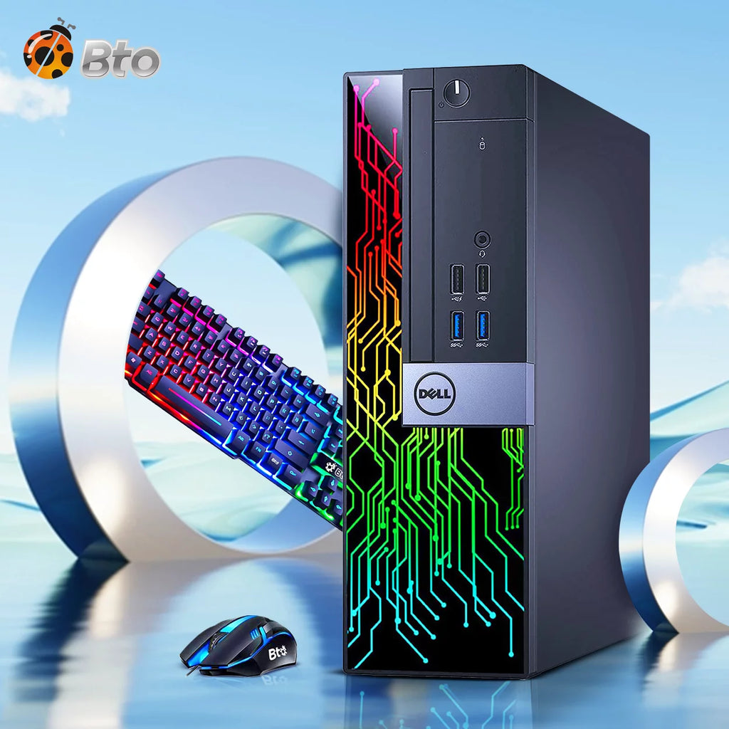Restored Dell OptiPlex Desktop Computer PC with RGB lights, Intel i5 Quad-Core 6th Gen. Processor, 8GB Ram, 256GB SSD, 22 inch Monitor, BTO RGB Gaming Keyboard & Mouse, WiFi, Windows 10 Pro (Renewed) F108214