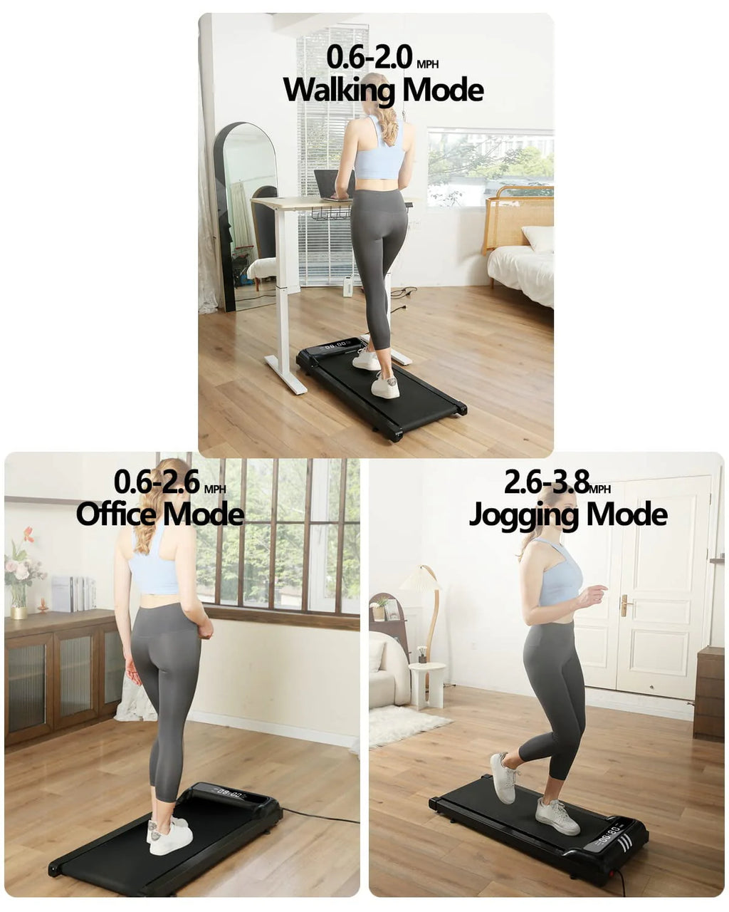 2 in 1 Under Desk Treadmill, 2.5HP Quiet Portable Treadmill with Remote Control, Black K312318