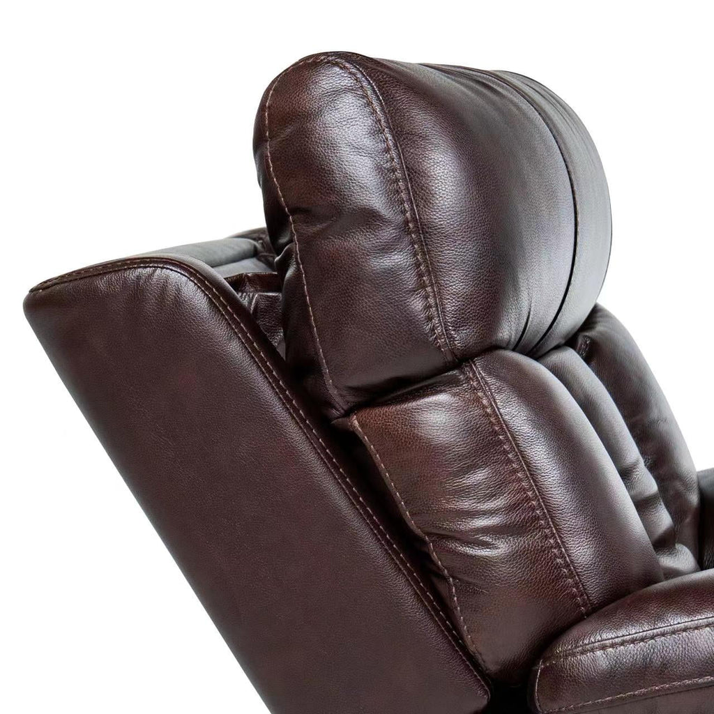 Chocolate Brown Leather Power Recliner with Power Headrest V847384