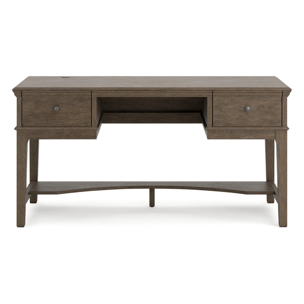 60 Inch Weathered Gray Wood Storage Desk with USB Ports C363