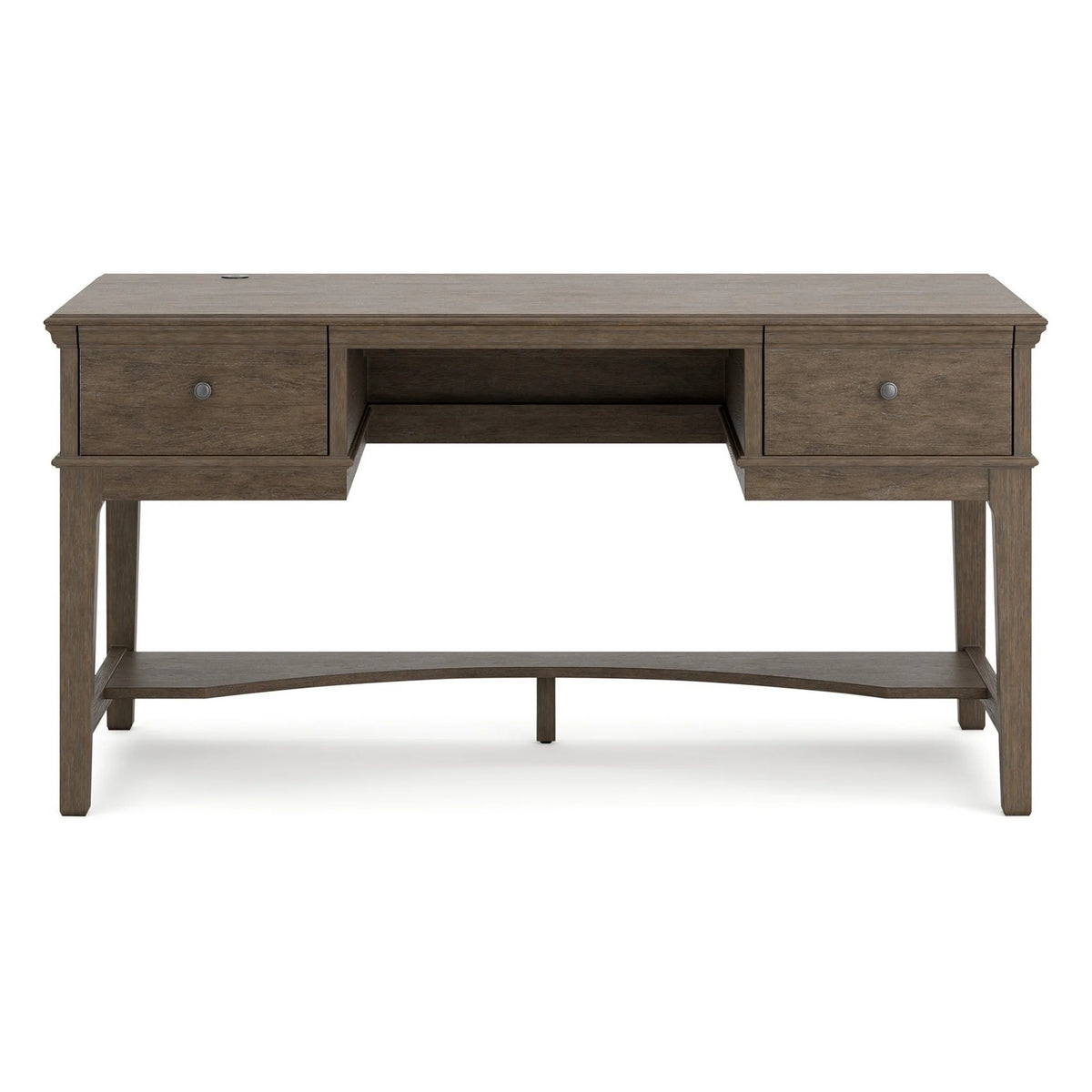 60 Inch Weathered Gray Wood Storage Desk with USB Ports C363