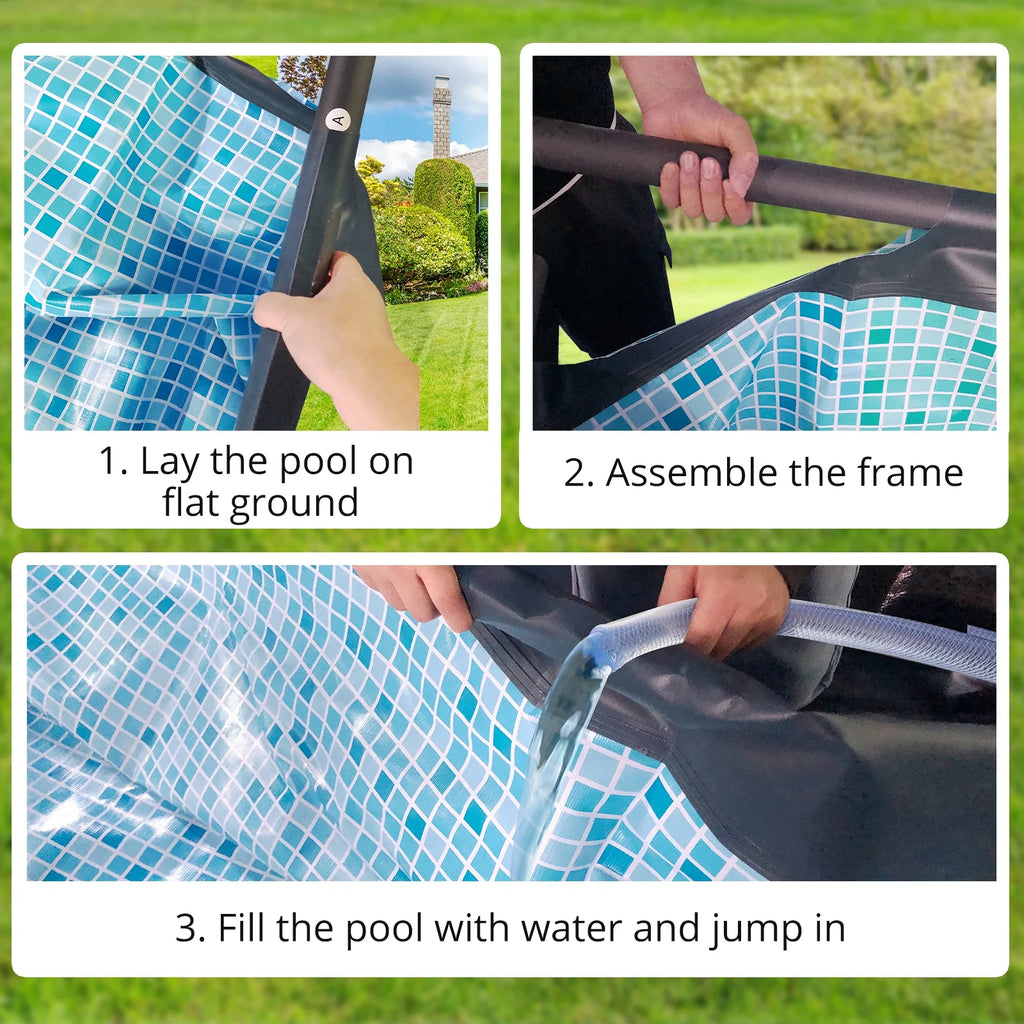 14' x 7' x 48" Rectangle Metal Frame Above Ground Swimming Pool C96608