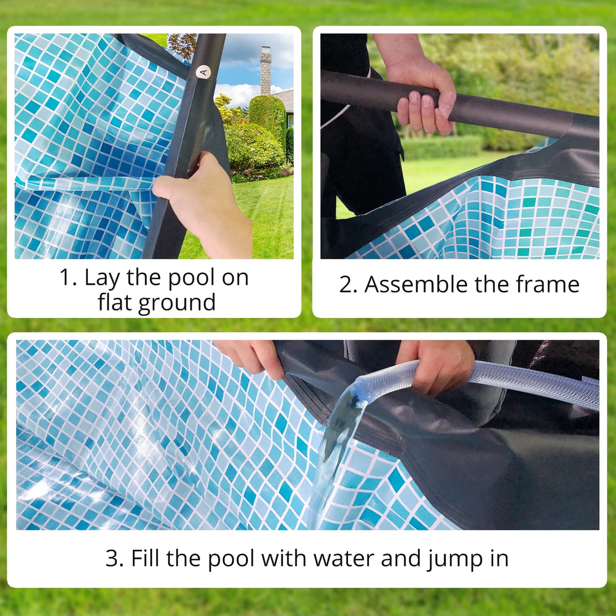 14' x 7' x 48" Rectangle Metal Frame Above Ground Swimming Pool C96608