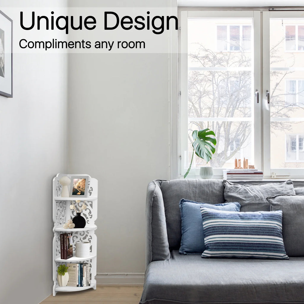 White 4 Tier Corner Shelving Unit U27173