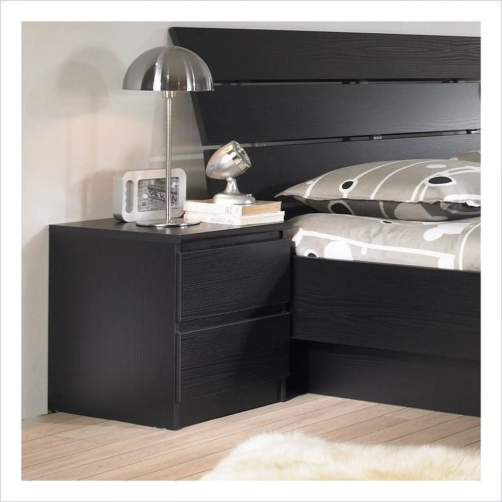 Black 2 Drawer Woodgrain Night Stands Set of 2 S131632
