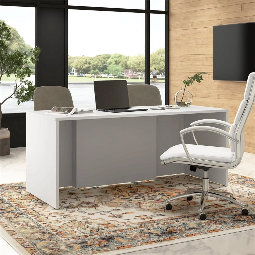 White Engineered Wood Executive Desk F979507