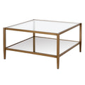 32" Wide Square Coffee Table with Mirror Shelf T37633