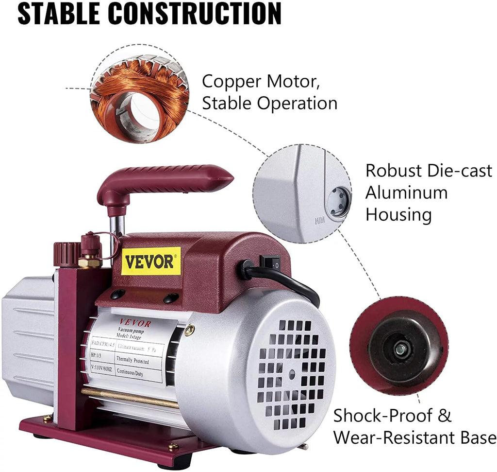 4.5CFM Single-Stage Rotary Vane Vacuum Pump N296252