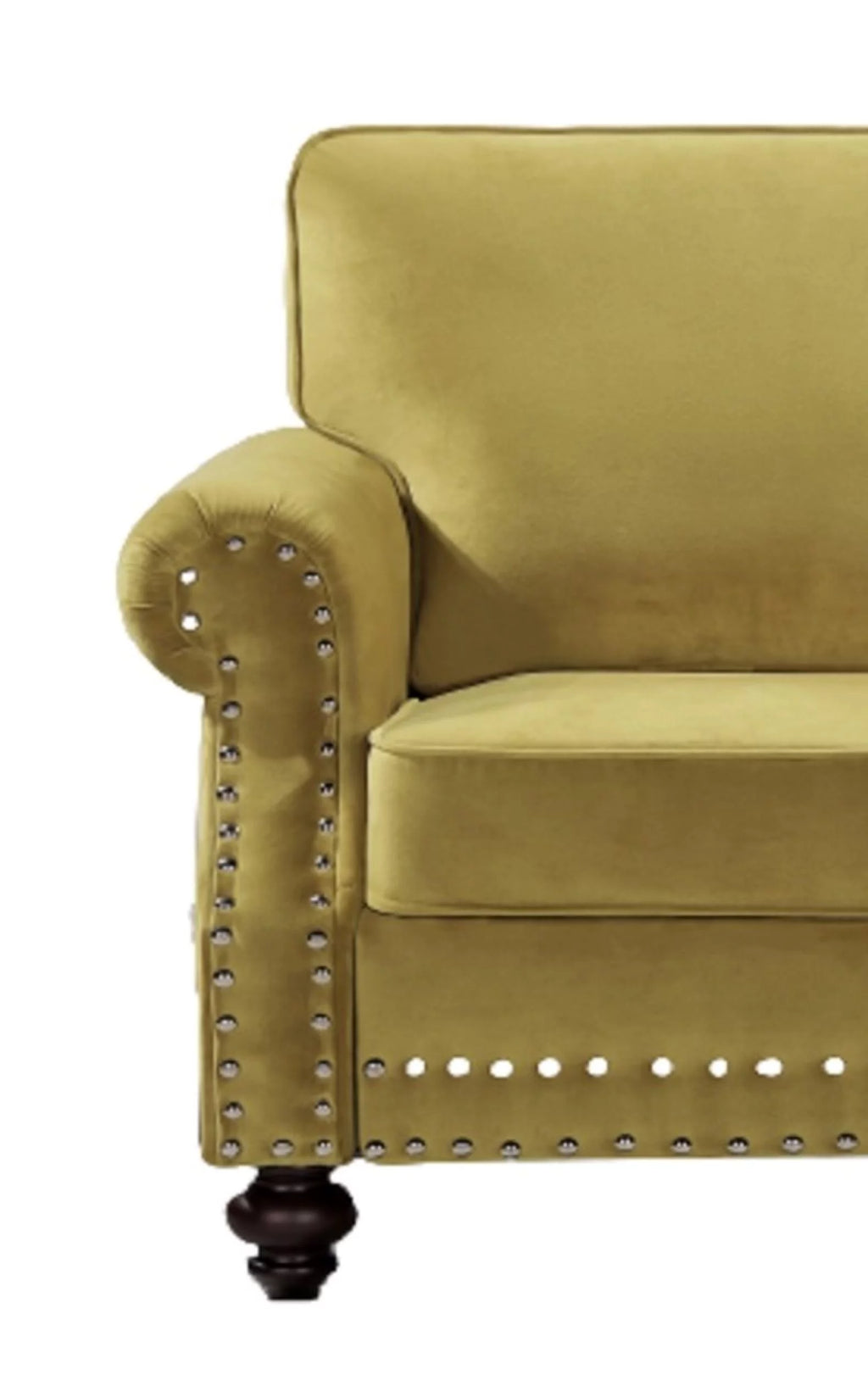 Yellow Velvet Rolled Arm Loveseat H4655