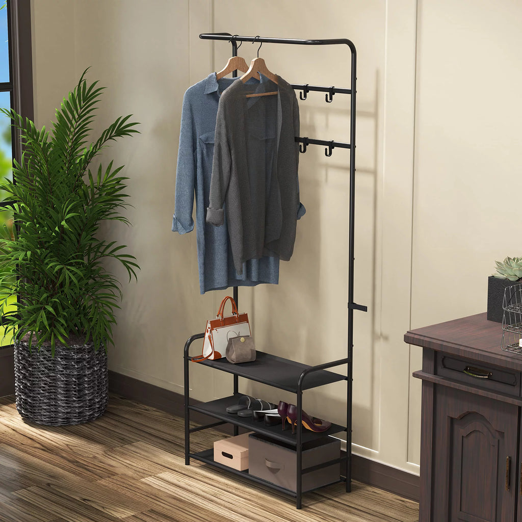 Coat Rack with Storage Shelf, Black M17557