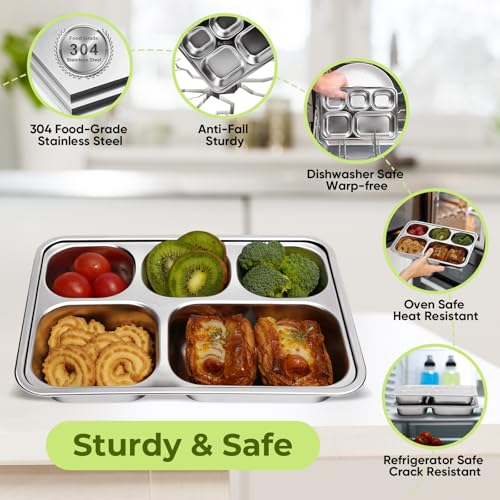 Stainless Steel Bento Box 3 Pack 5 Compartments with Lids Q4087