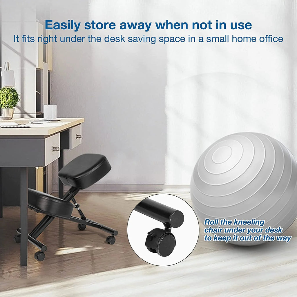 Ergonomic Kneeling Chair Adjustable Height Padded Knee Stool H17592