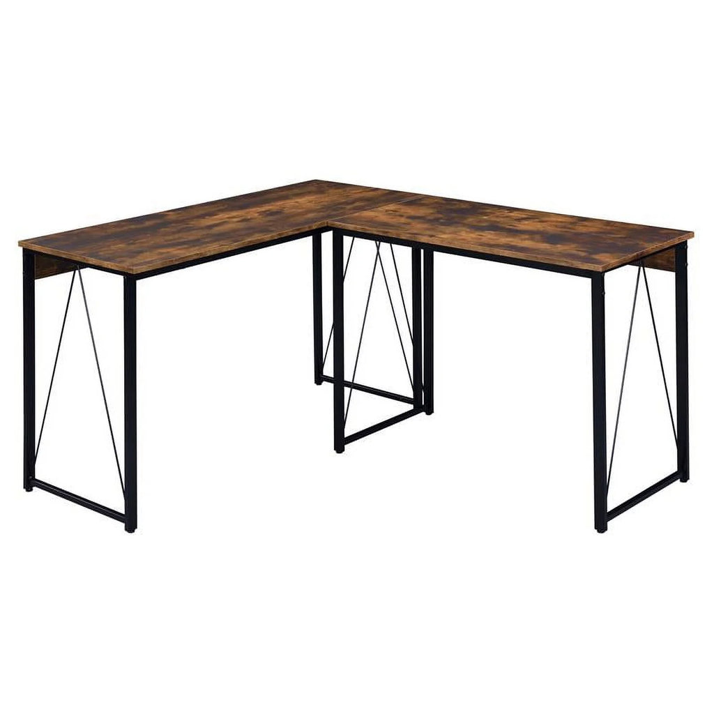 Weathered Oak and Black Wood Writing Desk B42556