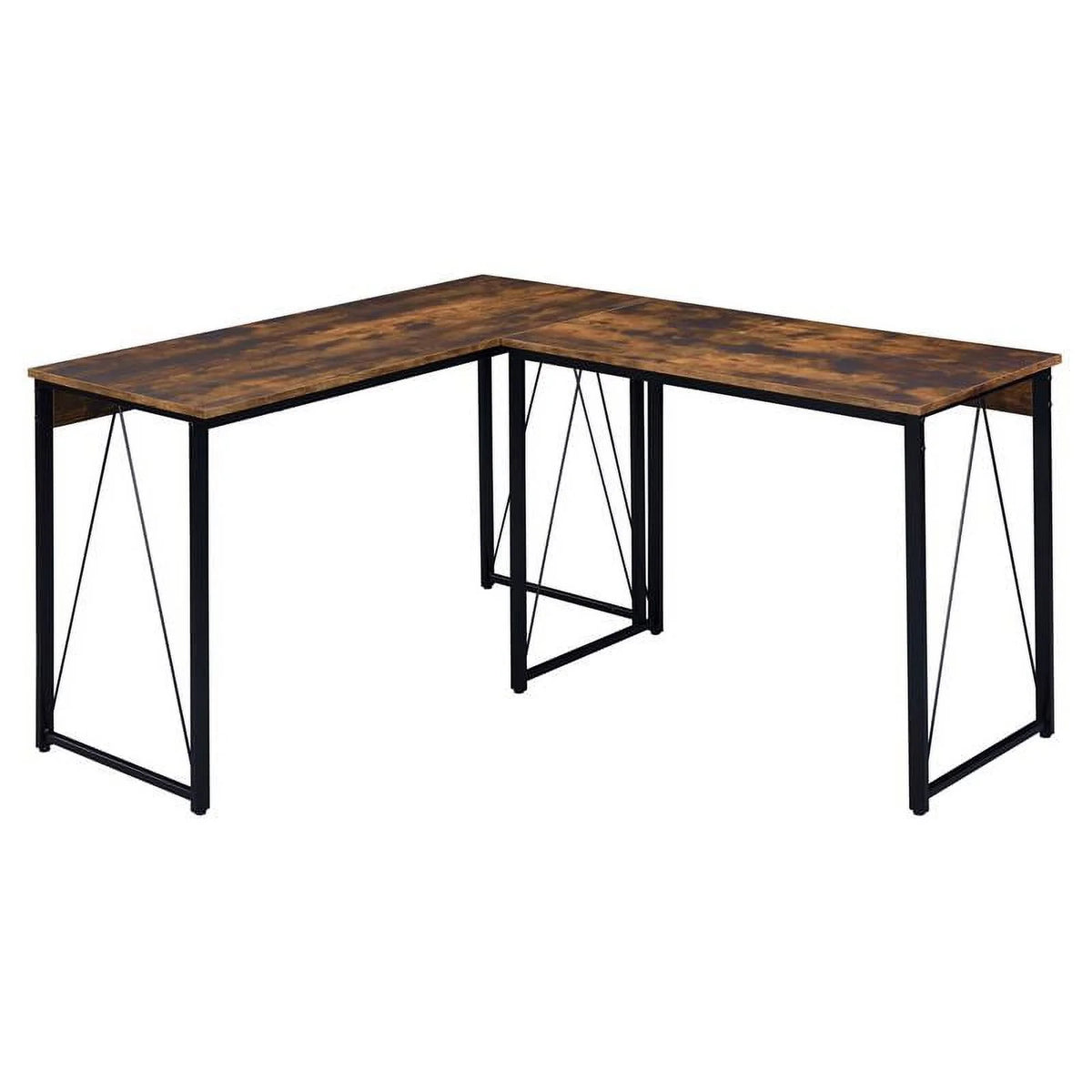 Weathered Oak and Black Wood Writing Desk B42556