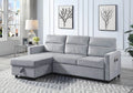 Light Gray Velvet Reversible Sleeper Sectional Sofa with Storage Chaise L3685