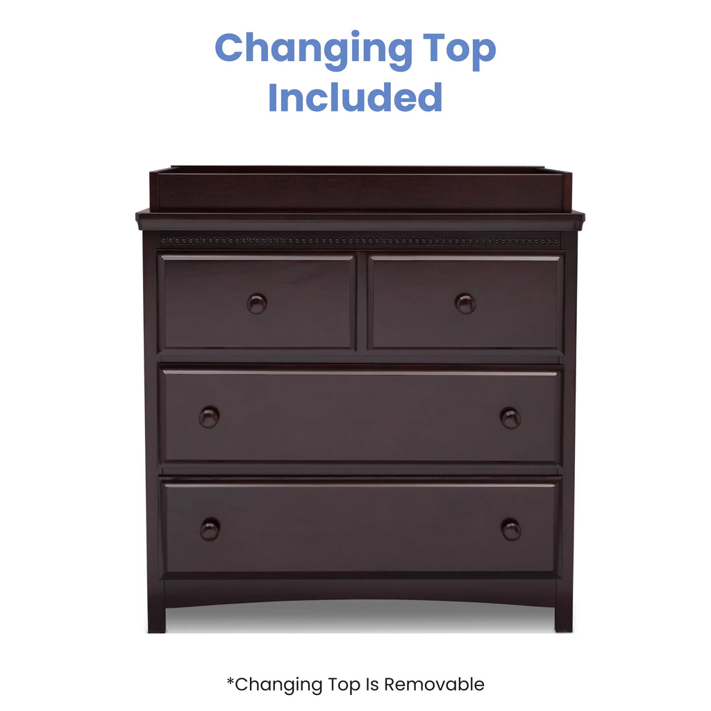 3 Drawer Dresser with Changing Top, Grey C3374