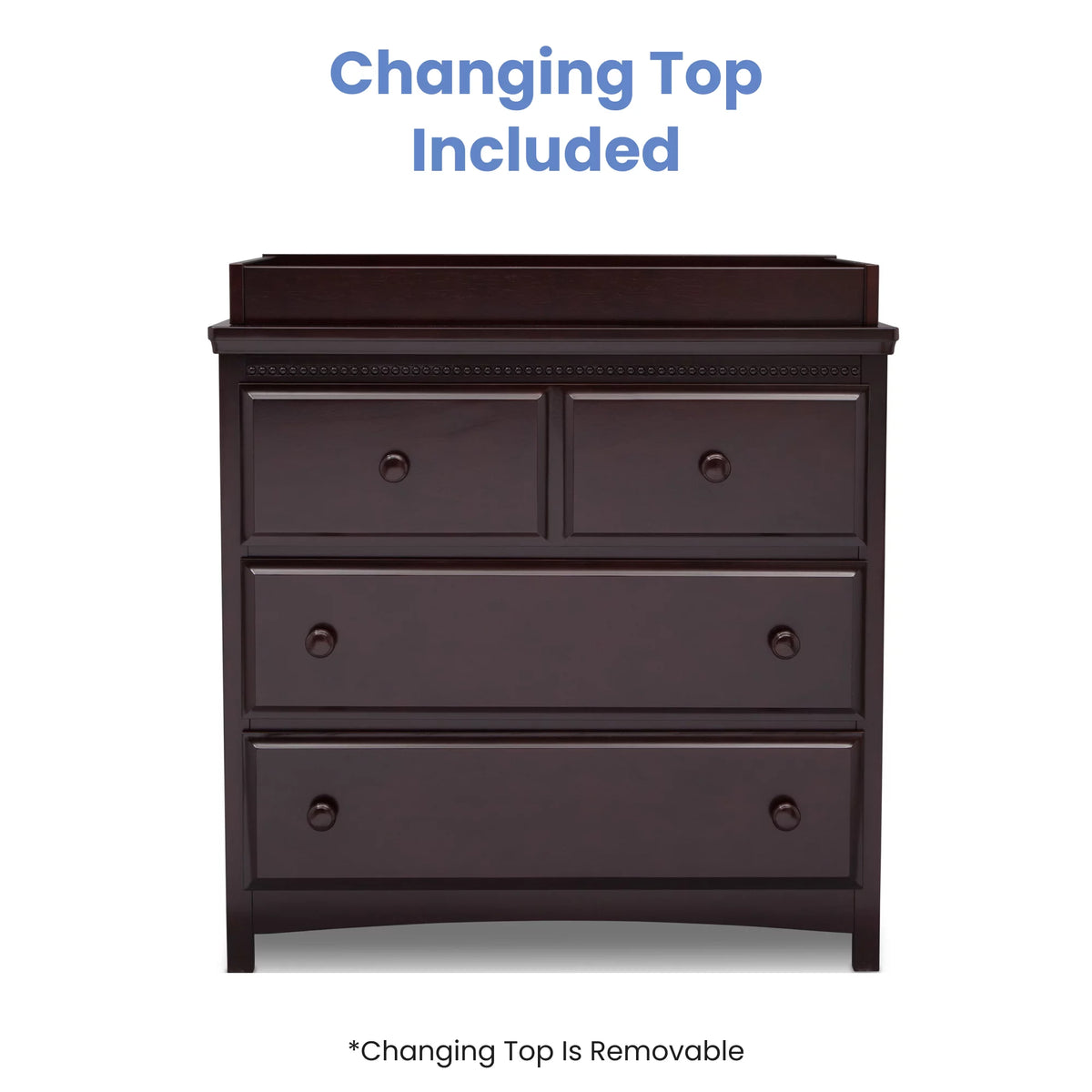 3 Drawer Dresser with Changing Top, Grey C3374