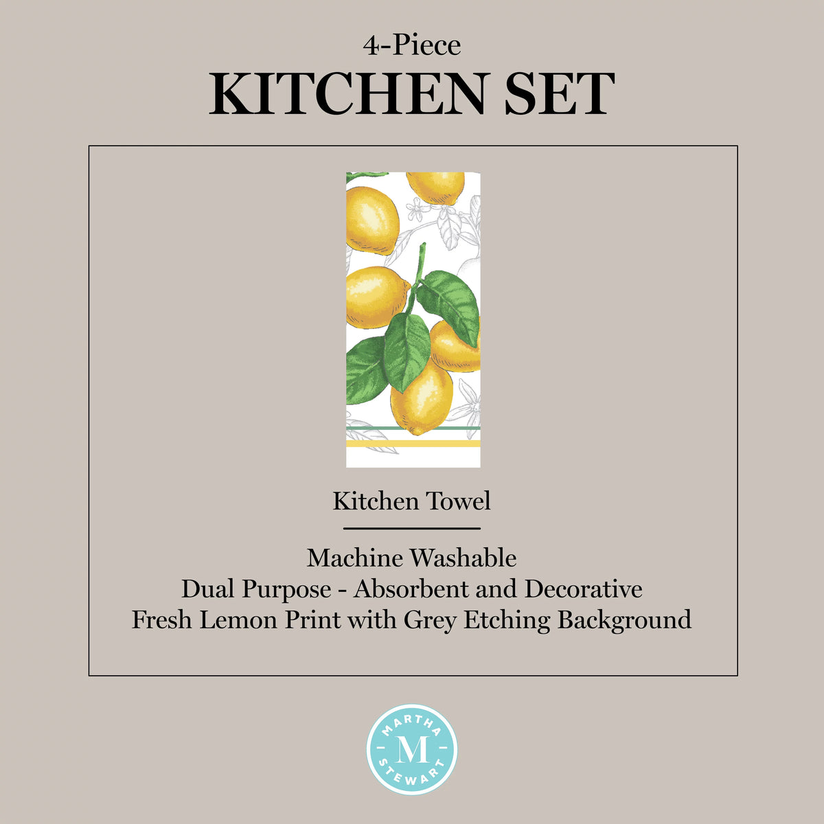 White Yellow Kitchen Towel Oven Mitt Potholder Set 4-Pack K2717