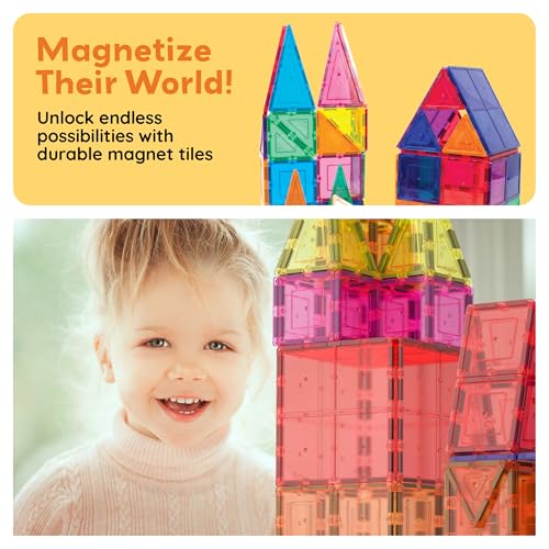 60 Piece Set Clear Magnetic 3D Building Tiles B155166