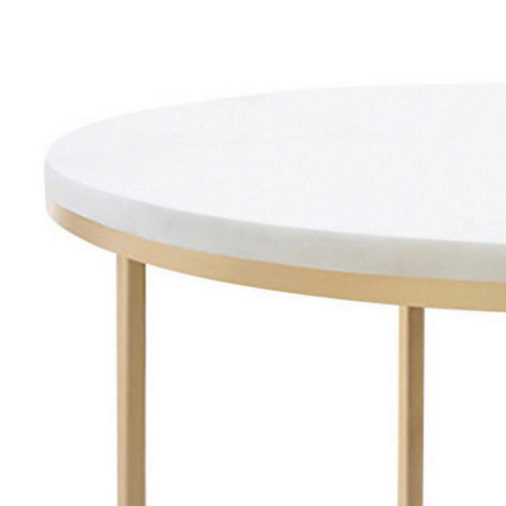 24 Inch Rounded Marble Side End Table F2070