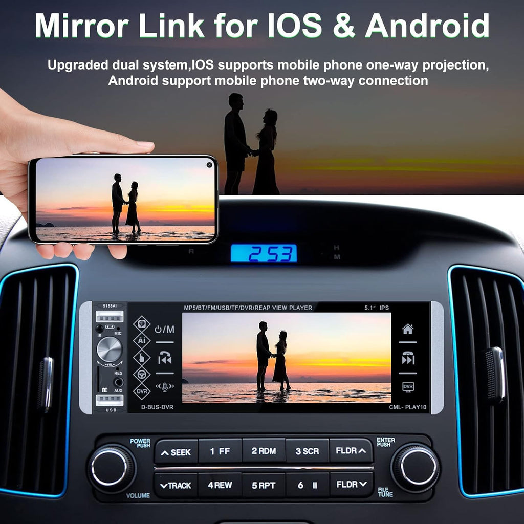Single Din Car Stereo 5.1 Inch Touch Screen MP5 Player T9685