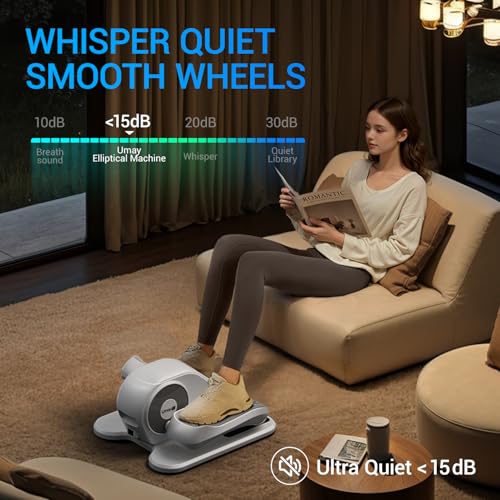 Under Desk Elliptical Machine, Quiet Portable Electric Seated Exercise Machine with Remote, 12 Speeds Y52955