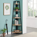 5 Shelf Oak Finish Corner Bookcase and Shelf C614
