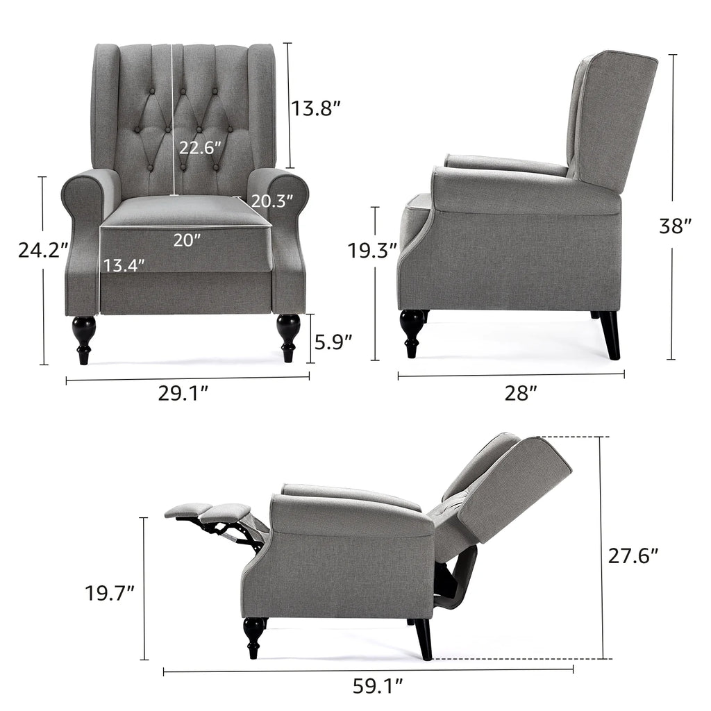 Dark Grey Upholstered Recliner Chair W83928
