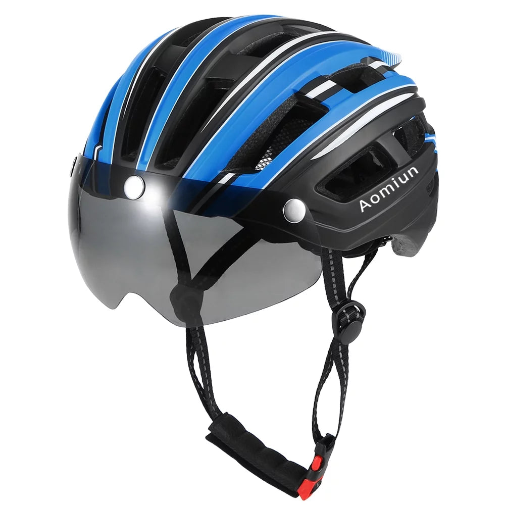 Mountain Bike Helmet with Back Light Detachable Magnetic Visor H83379