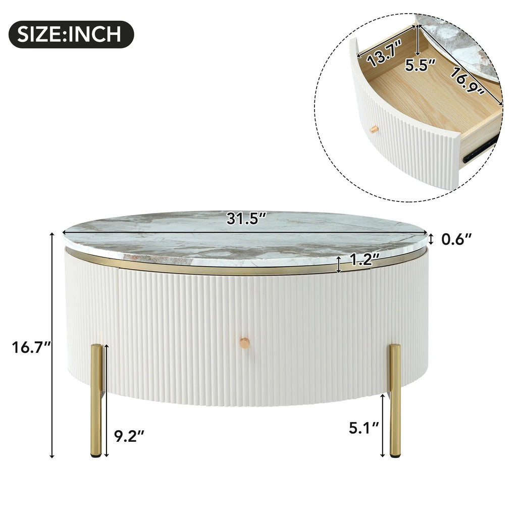 Modern Round Coffee Table with 2 Drawers R15849