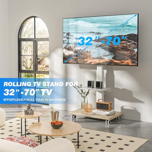 White Rolling TV Stand with Power Outlet F24170