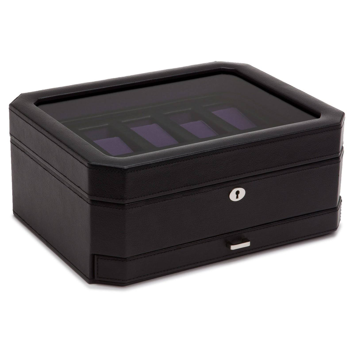 10 Piece Watch Box with Drawer Black/Purple X97598