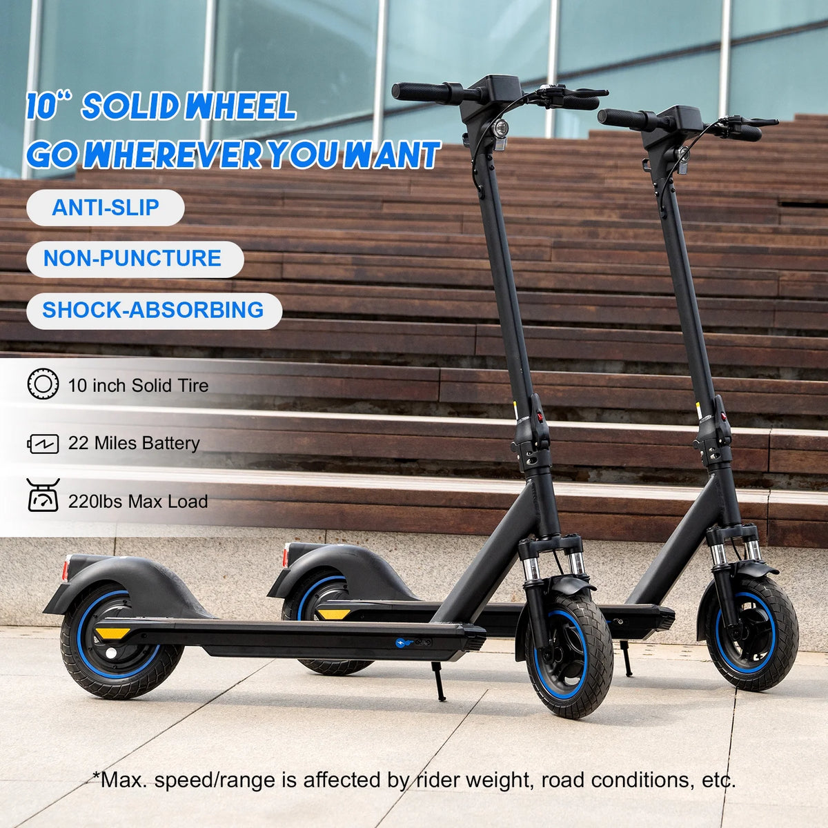 Electric Scooter 10 Solid Tires 500W Motor Folding O775567