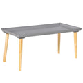 Gray Coffee Table with Tray Top and Pine Wood Legs B2641