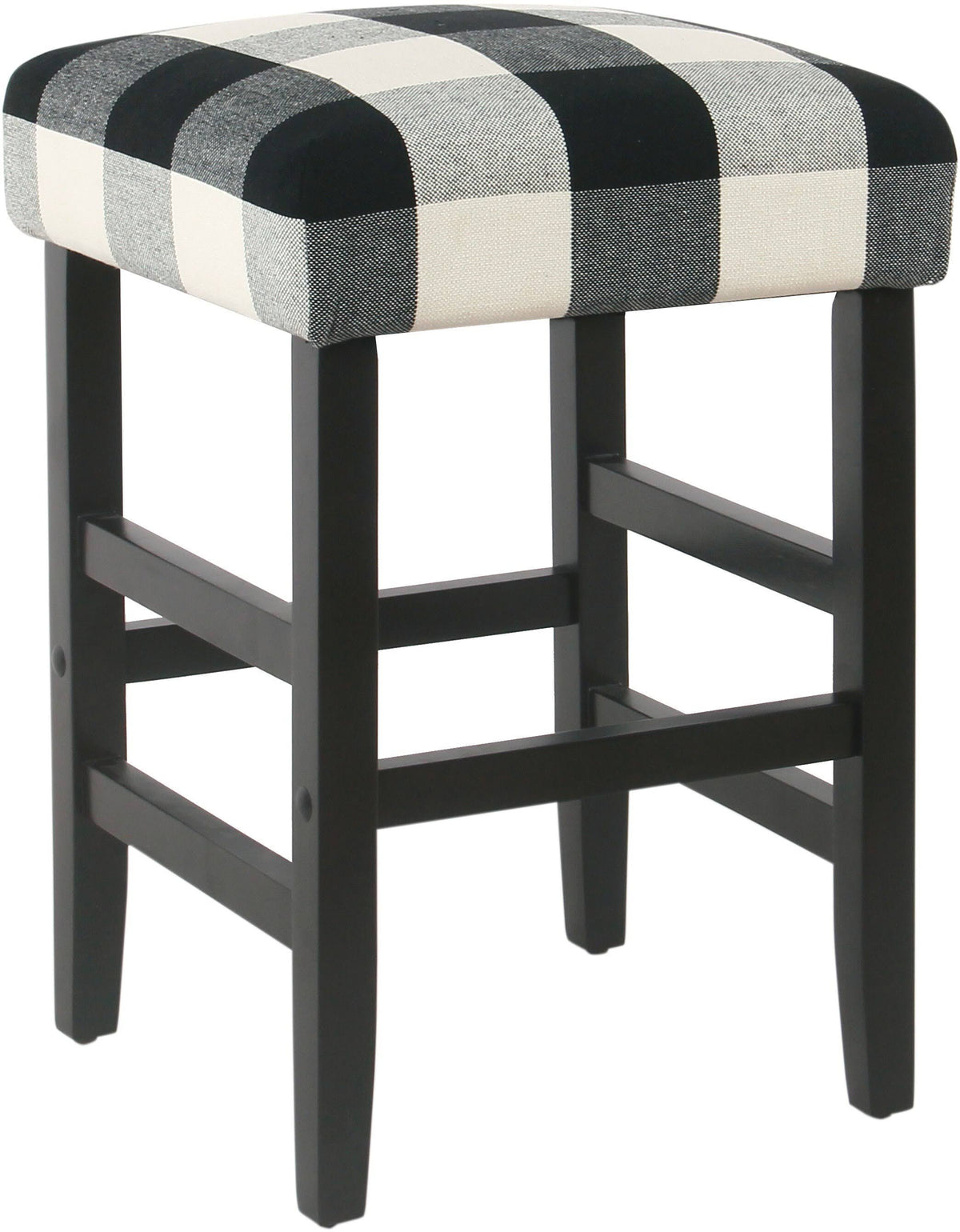 Black Plaid Square Counter Stool V437996