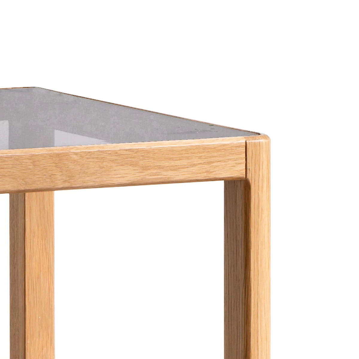 Natural Oak Wood End Table with Tempered Glass J926895