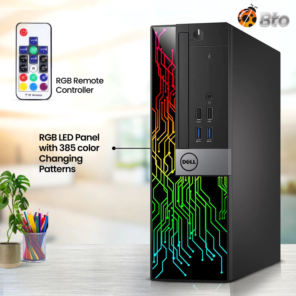 Restored Dell OptiPlex Desktop Computer PC with RGB lights, Intel i5 Quad-Core 6th Gen. Processor, 8GB Ram, 256GB SSD, 22 inch Monitor, BTO RGB Gaming Keyboard & Mouse, WiFi, Windows 10 Pro (Renewed) F108214