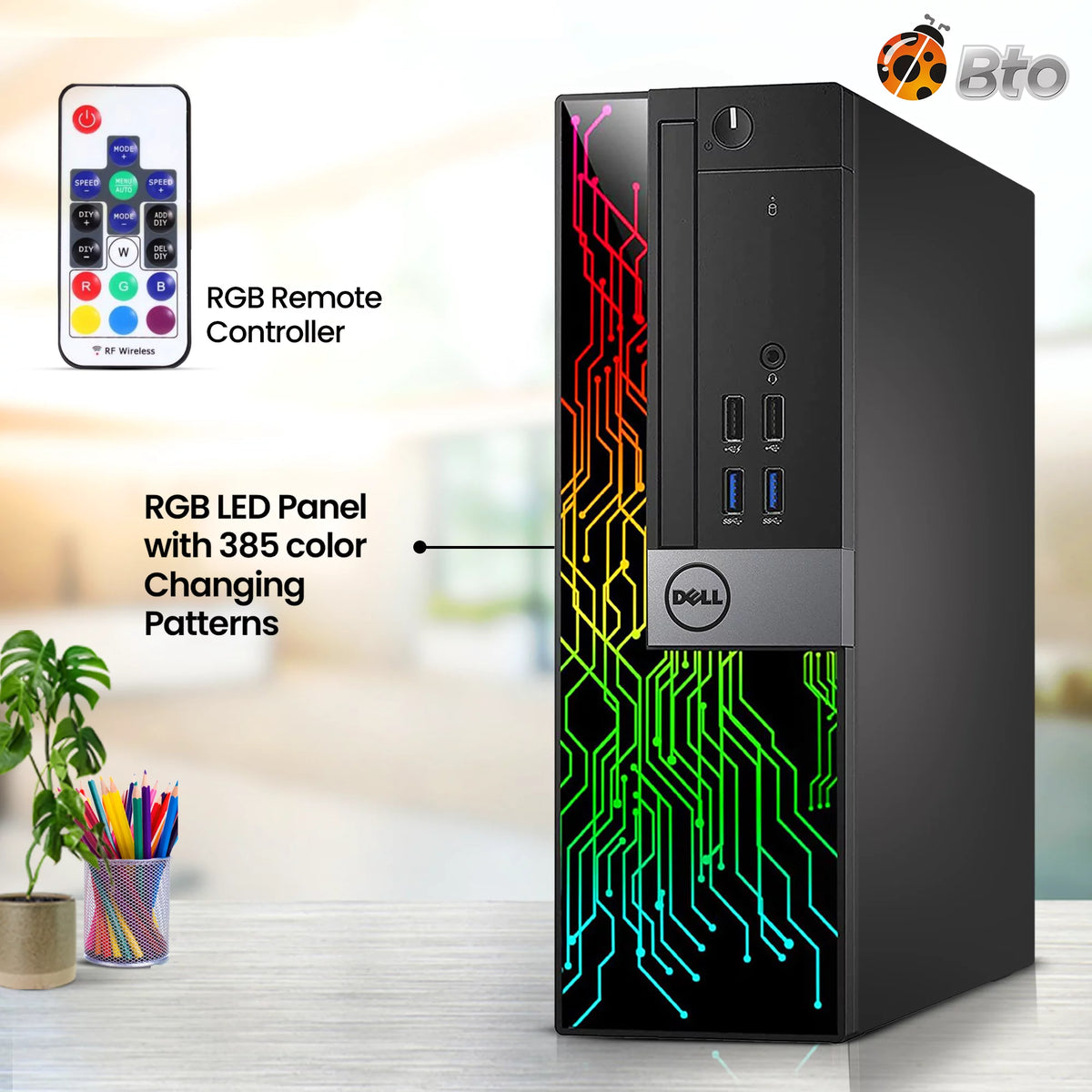 Restored Dell OptiPlex Desktop Computer PC with RGB lights, Intel i5 Quad-Core 6th Gen. Processor, 8GB Ram, 256GB SSD, 22 inch Monitor, BTO RGB Gaming Keyboard & Mouse, WiFi, Windows 10 Pro (Renewed) F108214